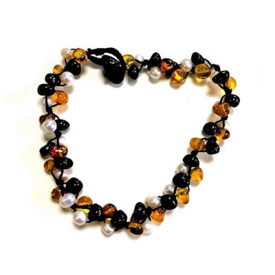 Adult Baltic Amber and Pearl Bracelet